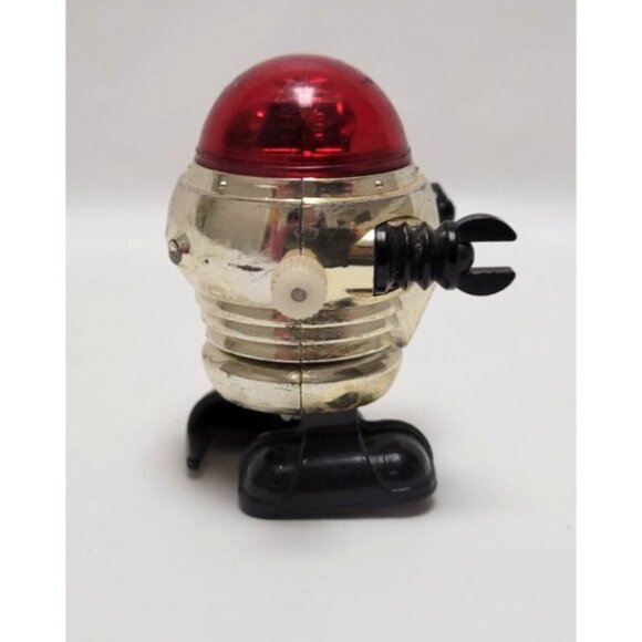Vintage 1977 Tomy 2" Plastic Wind-Up Robot Toy Red Dome Black Feet - Picture 4 of 7